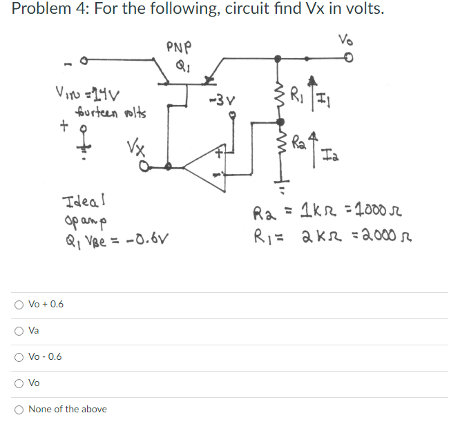 Solved Problem 4: For the following, circuit find Vx in | Chegg.com