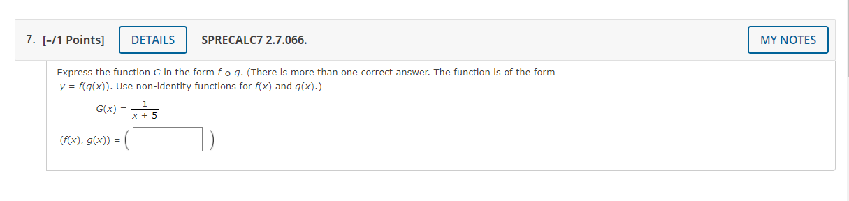 Solved 7. [-/1 Points] DETAILS SPRECALC7 2.7.066. MY NOTES | Chegg.com