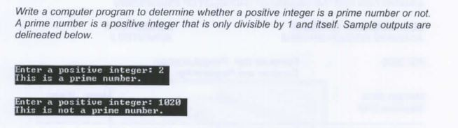 Solved Write a computer program to determine whether a | Chegg.com
