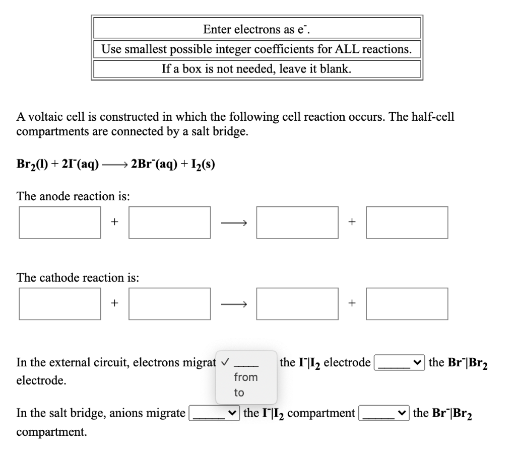 Solved A voltaic cell is constructed in which the following | Chegg.com