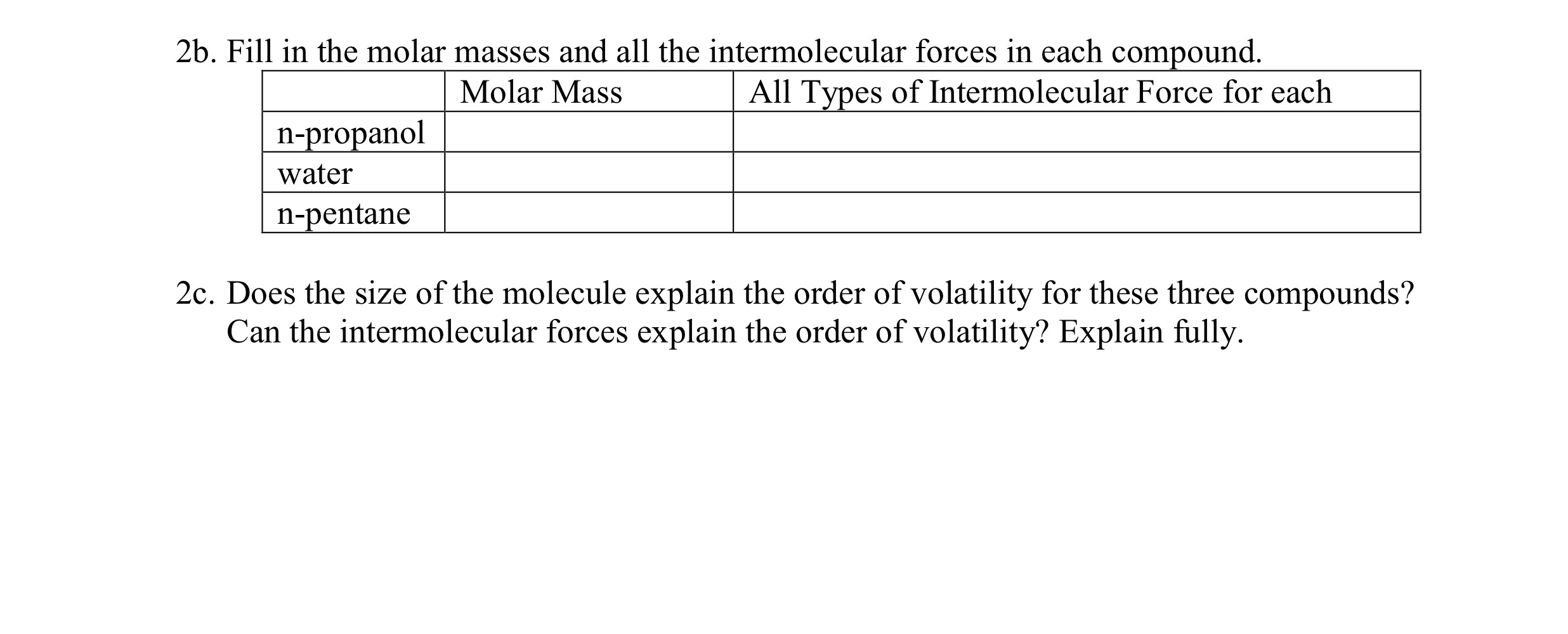 Solved 2b Fill In The Molar Masses And All The 1027