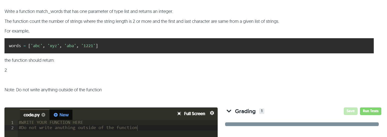 Solved Write a function match_words that has one parameter | Chegg.com
