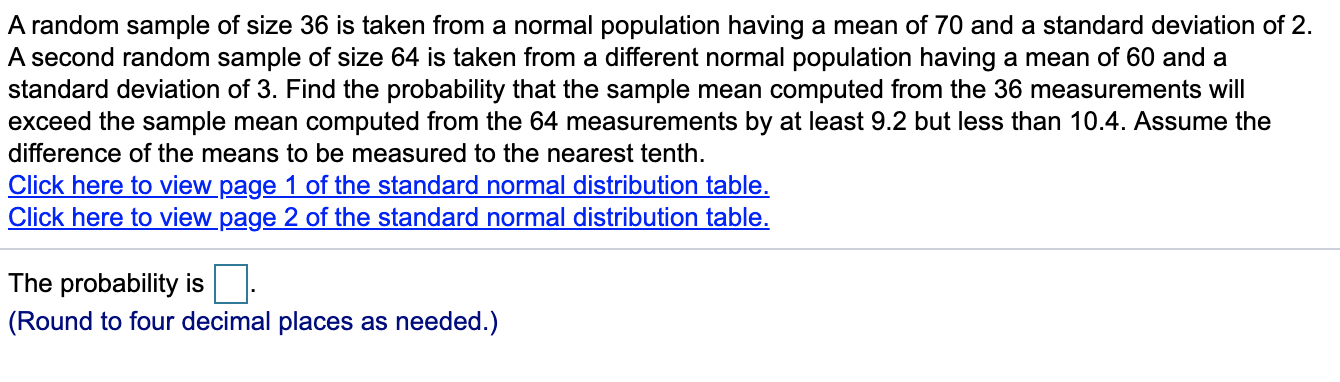 Solved A random sample of size 36 is taken from a normal | Chegg.com