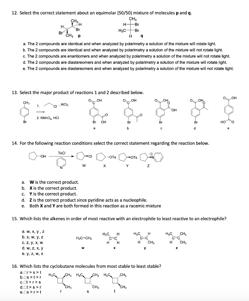 Solved CH3 P 12. Select the correct statement about an | Chegg.com