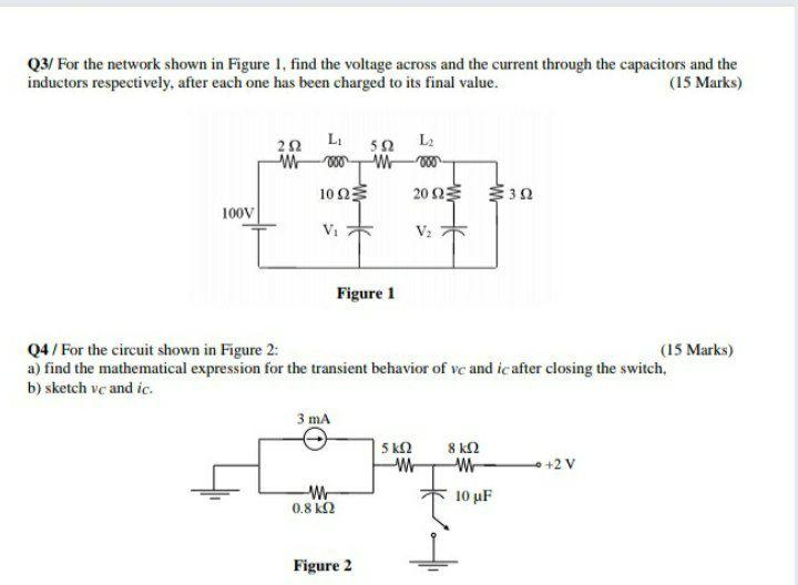 Solved Q3. For the network shown in Figure 1, find the | Chegg.com