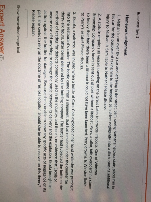 Solved Business law 1 Homework assignment. 1. Nathan is run | Chegg.com