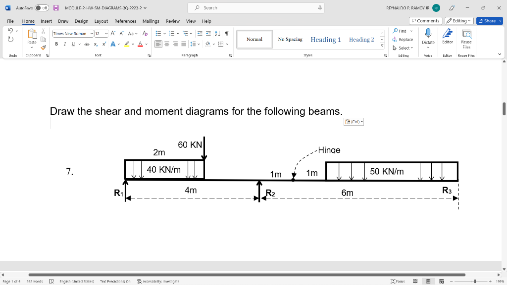 Solved Draw the shear and moment diagrams for the following | Chegg.com