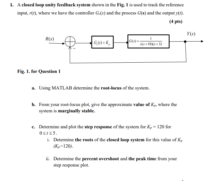 Solved Using MATLAB : A closed loop unity feedback system | Chegg.com