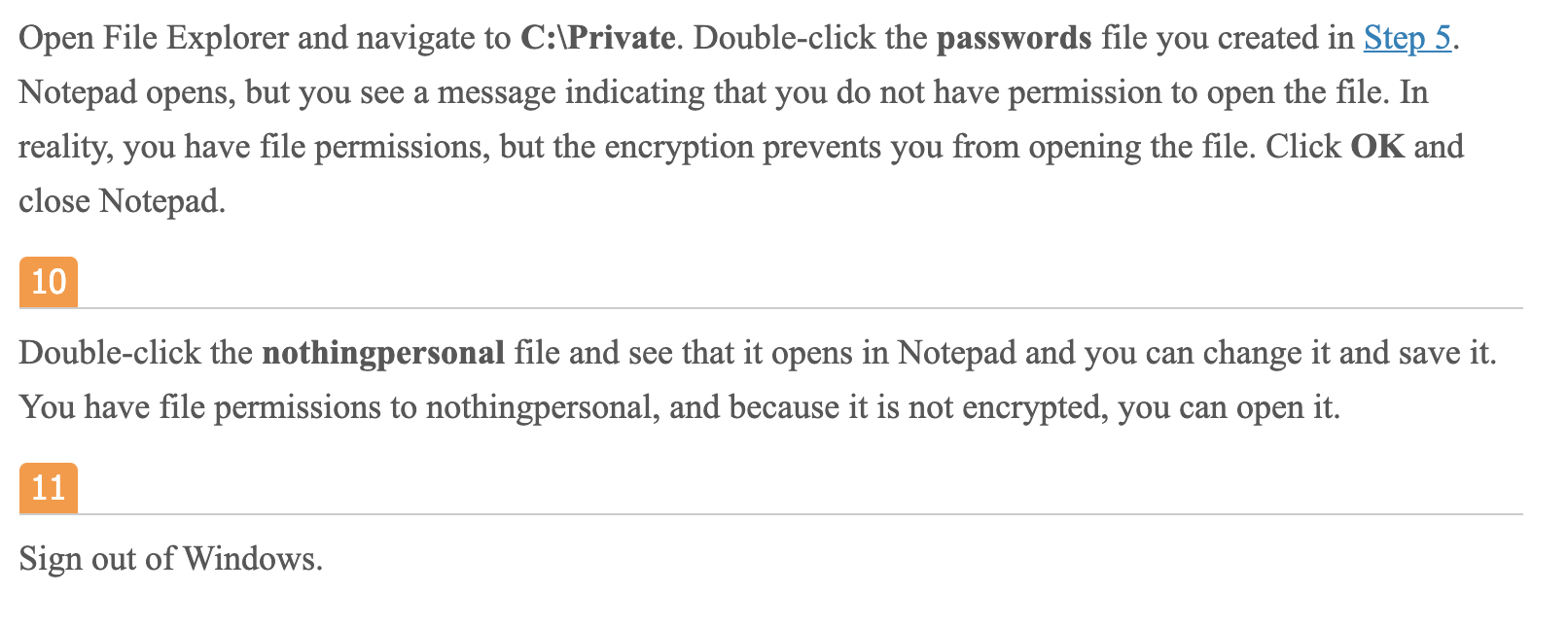 Open File Explorer and navigate to C:\Private. | Chegg.com