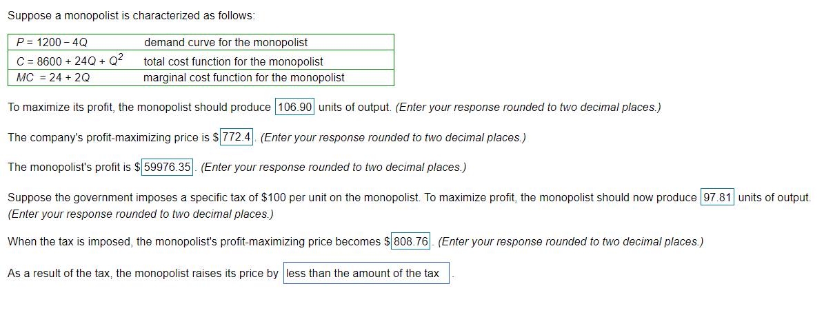 Solved Suppose a monopolist is characterized as follows | Chegg.com