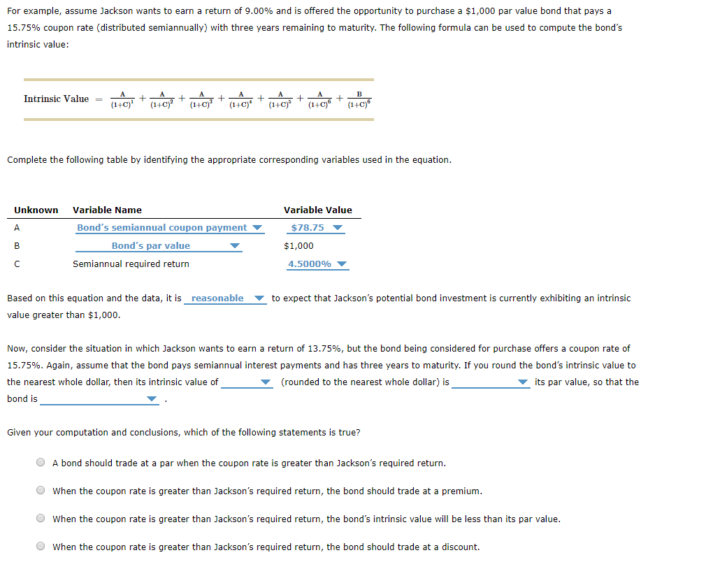 Solved For example, assume Jackson wants to earn a return of