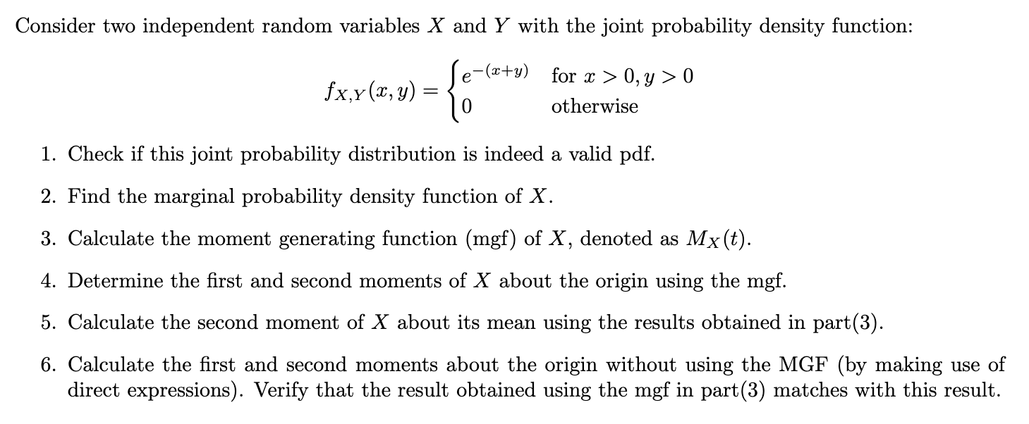 Solved Consider Two Independent Random Variables X And Y