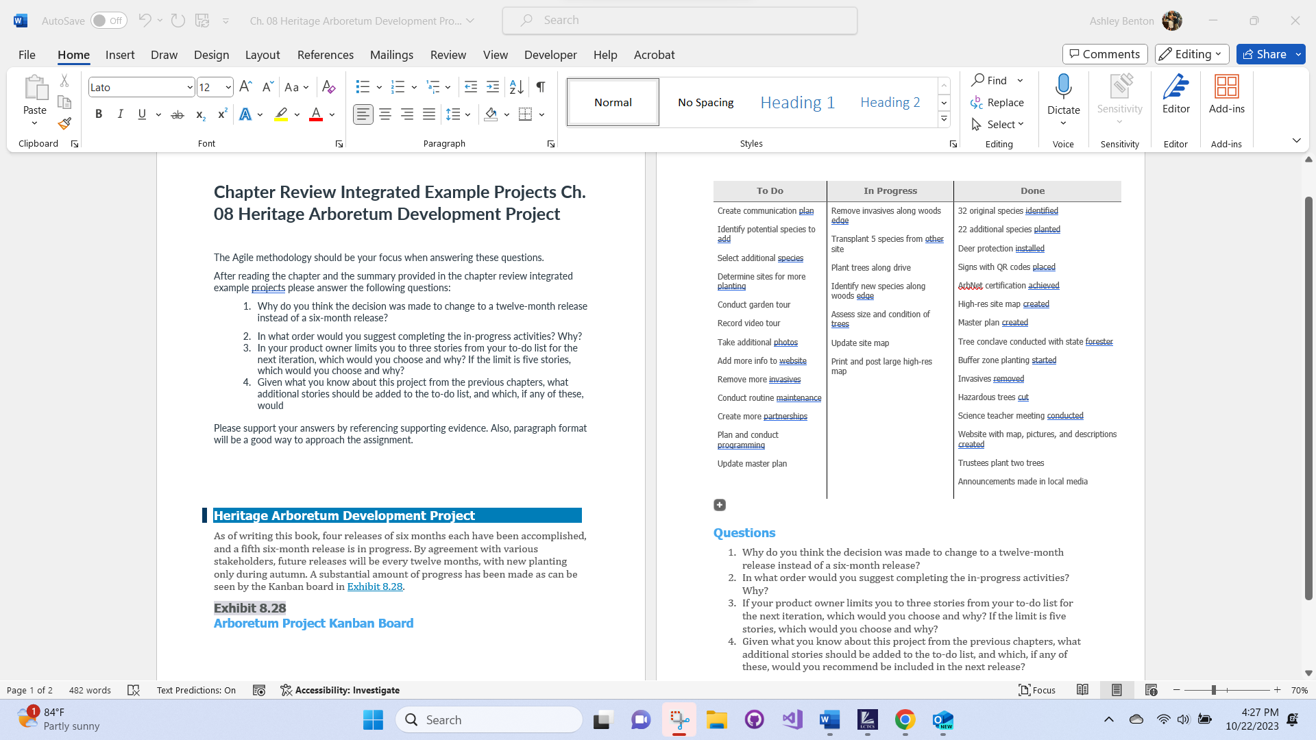 Solved Chapter Review Integrated Example Projects Ch. 08 | Chegg.com