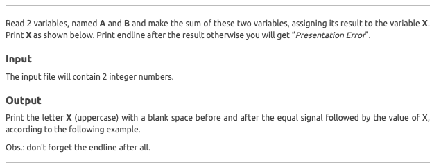 Solved Read 2 variables, named A and B and make the sum of | Chegg.com