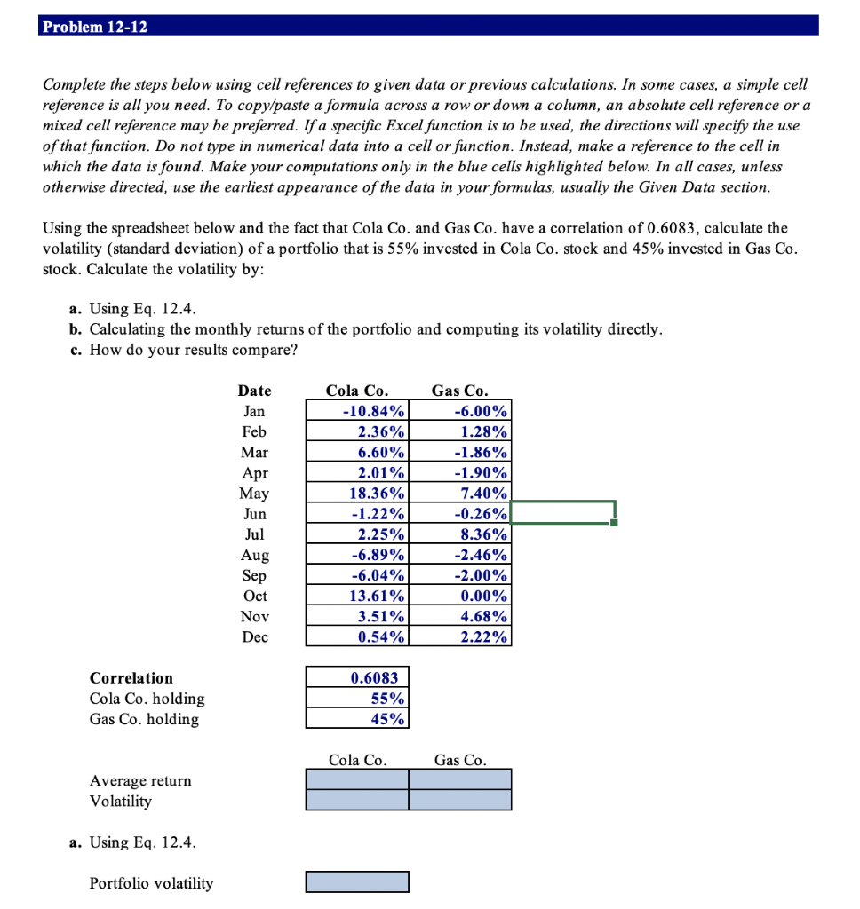 Problem 1212 Complete the steps below using cell