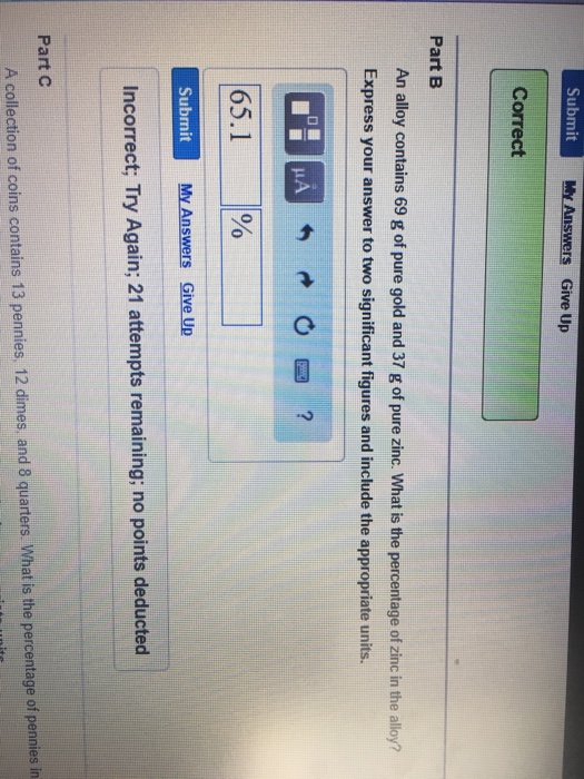 Solved An alloy contains 69 g of pure gold and 37 g of pure