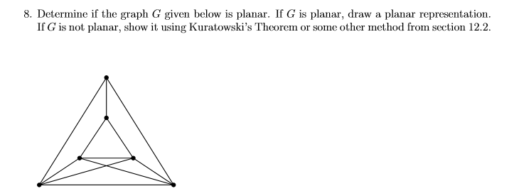 Solved 8. Determine if the graph G given below is planar. If | Chegg.com