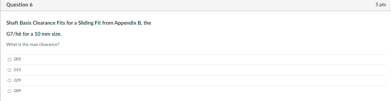 Solved Question 1 5 pts The table on page A9 of Appendix B | Chegg.com