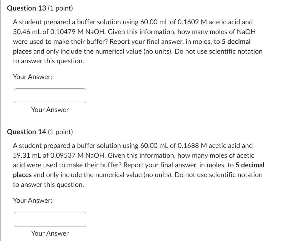 Solved A student prepared a buffer solution using 60.00 mL | Chegg.com