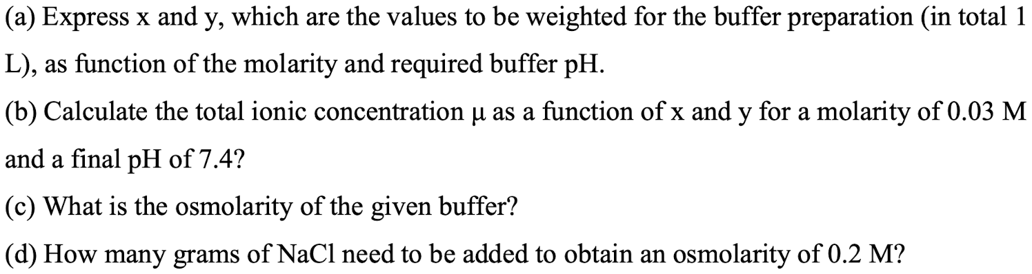 Solved 12. A phosphate buffer can be prepared by mixing x g | Chegg.com