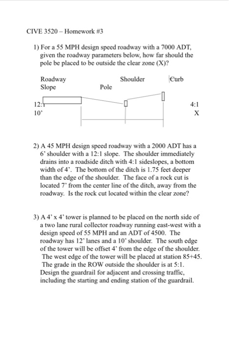 Solved For a 55 MPH design speed roadway with a 7000 ADT, | Chegg.com