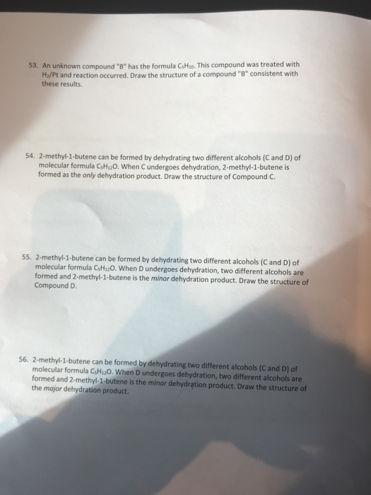 Solved 53. An Unknown Compound "B" Has The Formula CHso. | Chegg.com