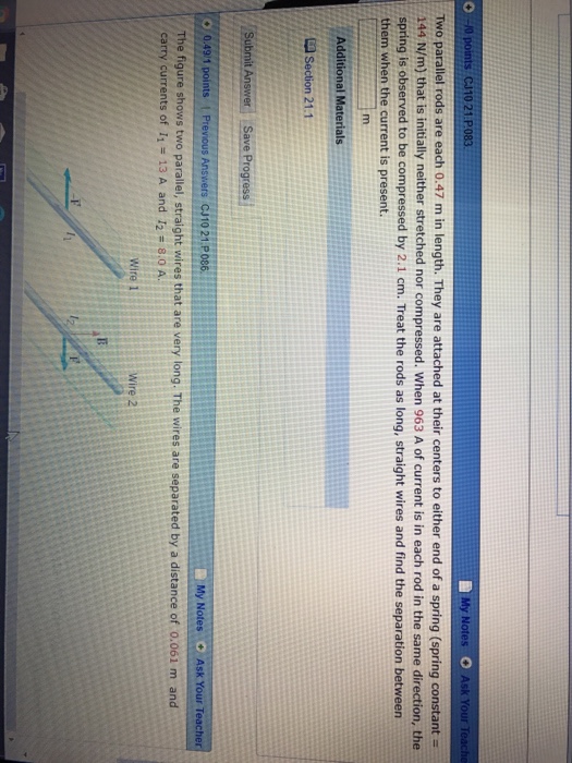 Solved Two parallel rods are each 0.47 m in length. They are | Chegg.com