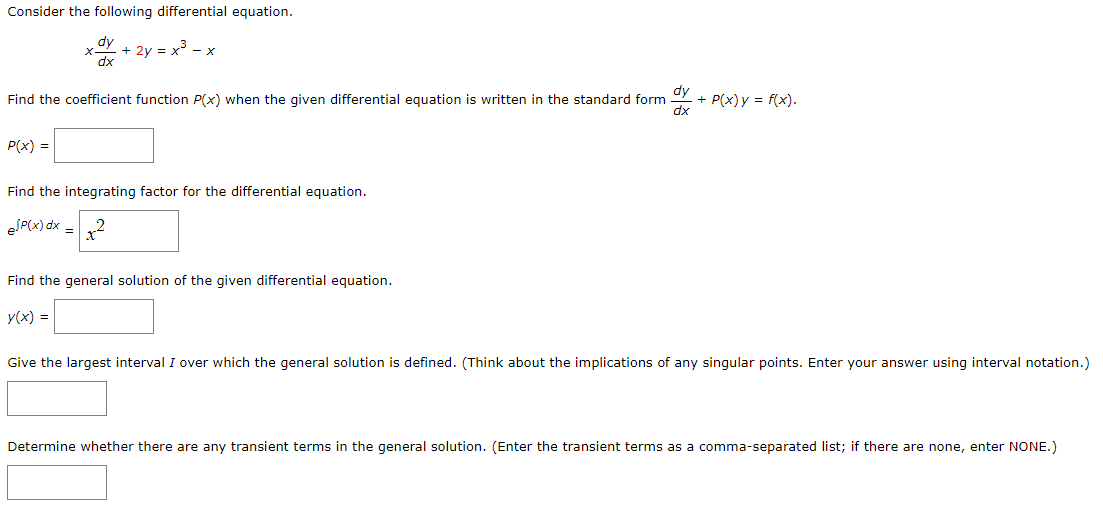 Solved Consider the following differential equation. dy + 2y | Chegg.com