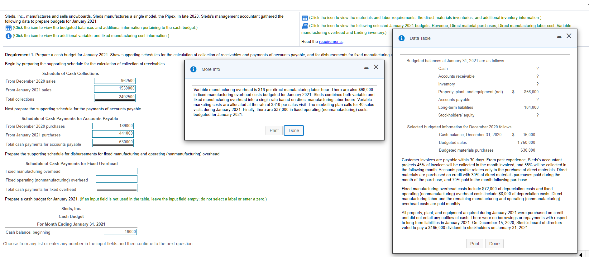 Sleds, Inc., manufactures and sells snowboards. Sleds