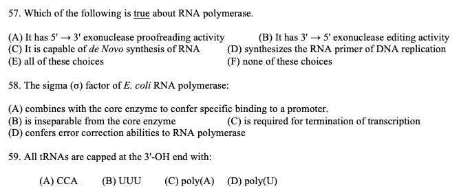 Solved 57. Which Of The Following Is True About Rna | Chegg.com Solved 57. Which Of The Following Is True About Rna | Chegg.com