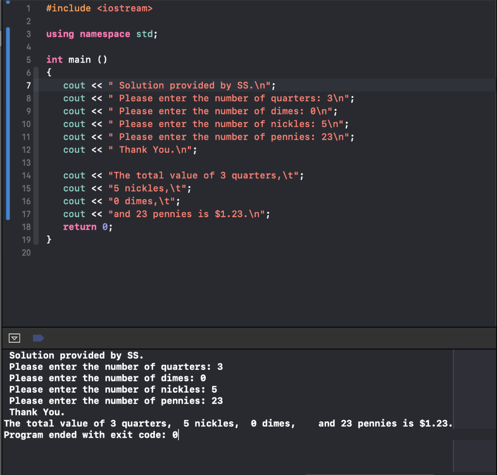 Solved My code's output is suppose to look like below and | Chegg.com