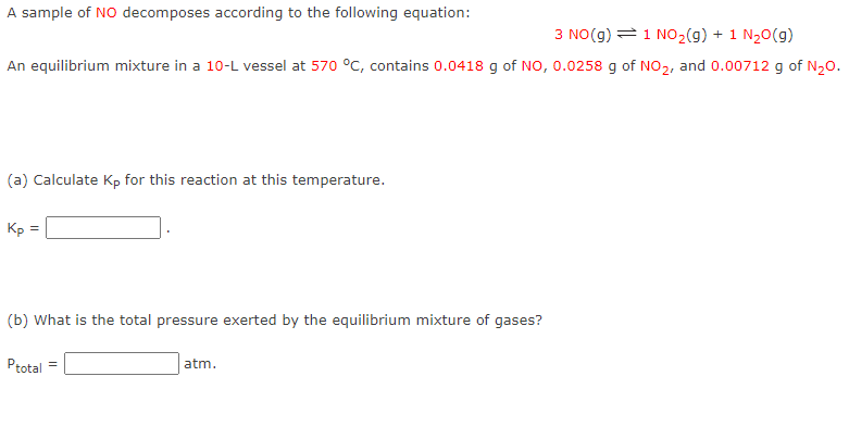 Solved A sample of NO decomposes according to the following | Chegg.com