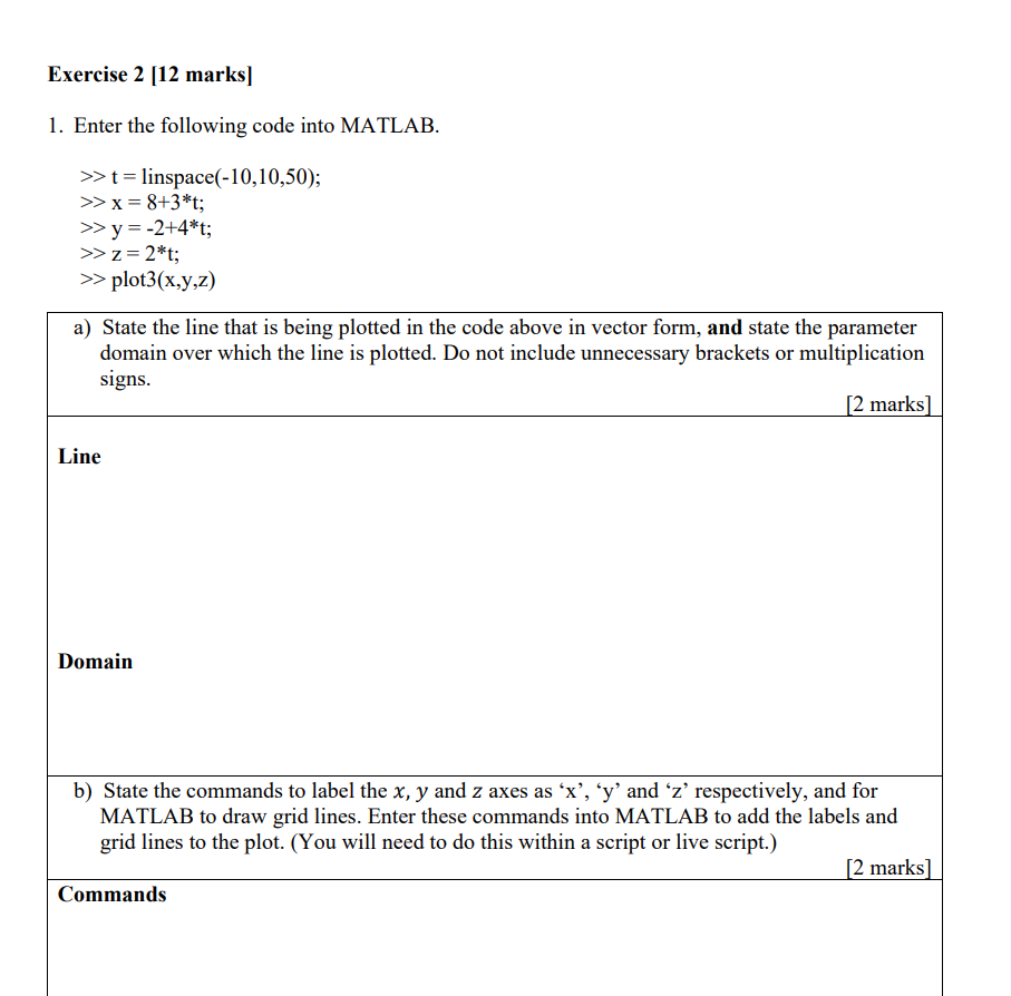 Solved Exercise 2 [12 marks] 1. Enter the following code | Chegg.com