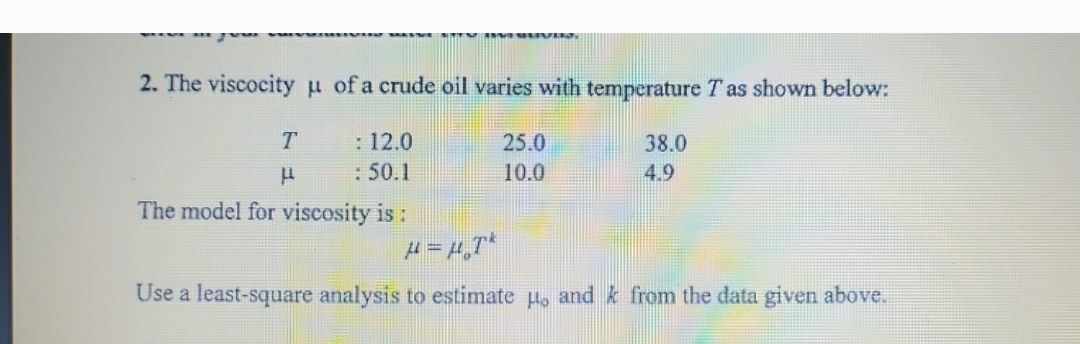 Solved 2. The Viscocity U Of A Crude Oil Varies With | Chegg.com