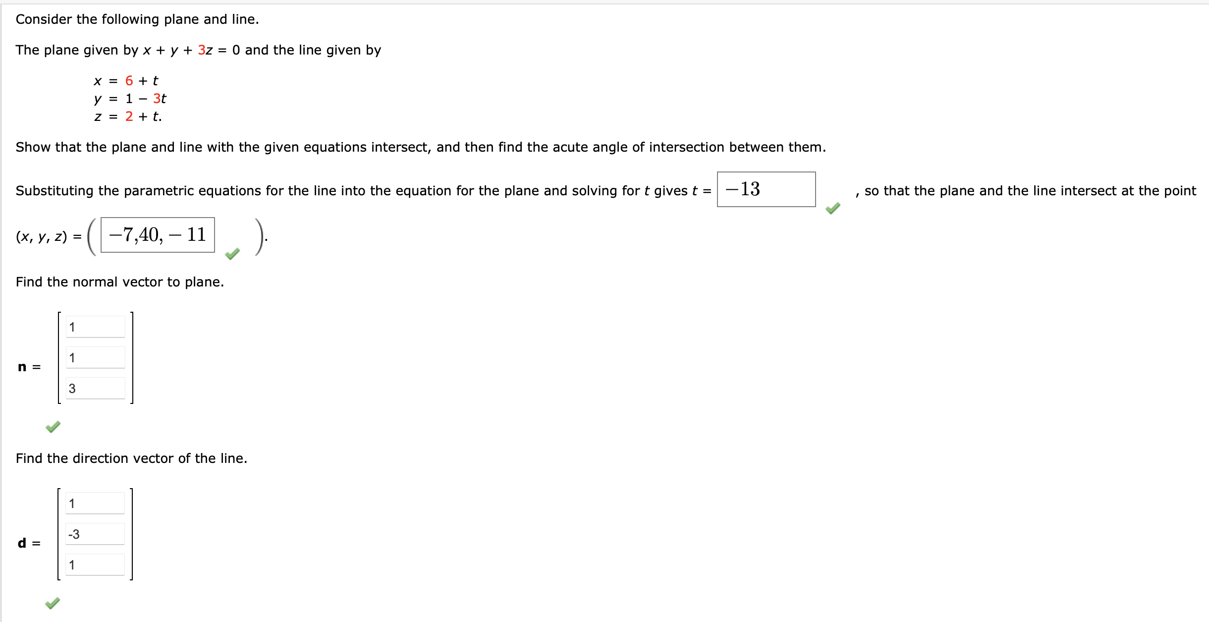 Solved Consider the following plane and line. The plane | Chegg.com
