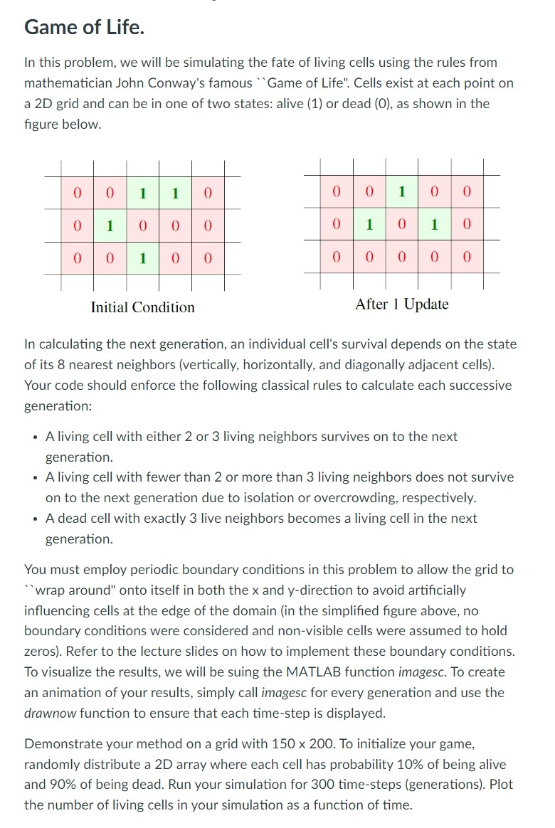 Solved solve this problem using matlab software , Game of | Chegg.com