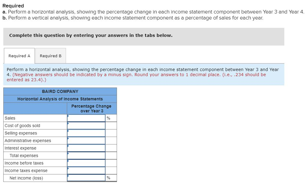 Solved Exercise 133A Horizontal and vertical analysis LO