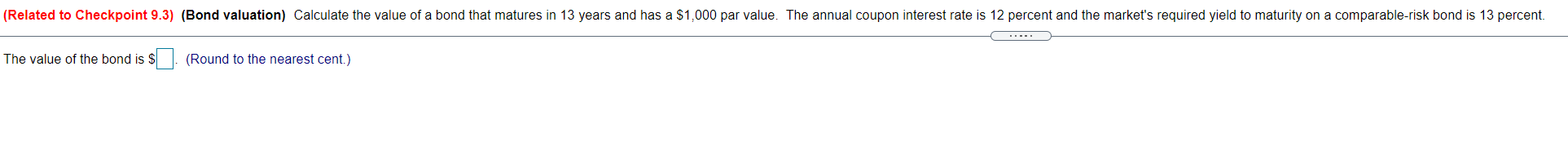 Solved (Related to Checkpoint 9.3) (Bond valuation) | Chegg.com