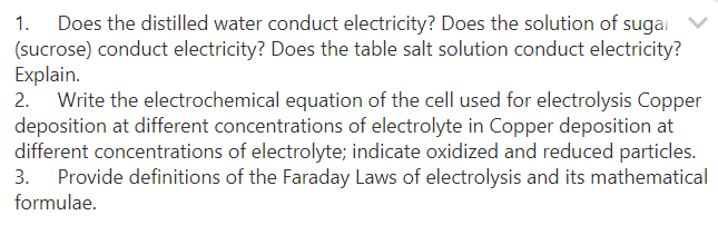 Solved 1. Does The Distilled Water Conduct Electricity? Does 