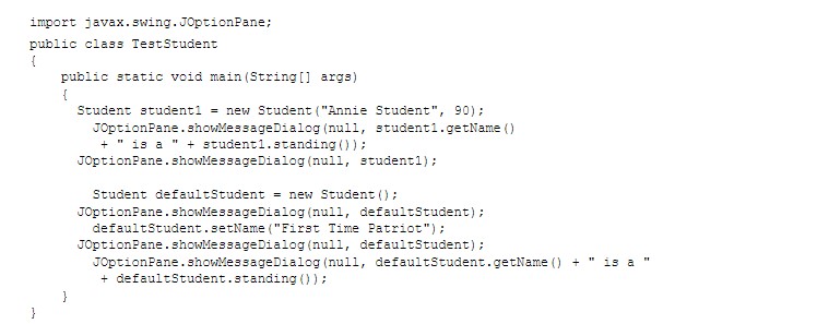 Solved Write a Student class with the following: - A String | Chegg.com