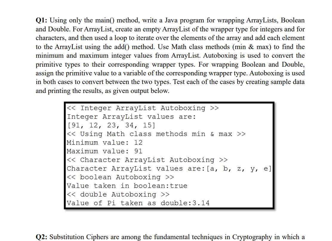 Solved Q1: Using only the main() method, write a Java | Chegg.com