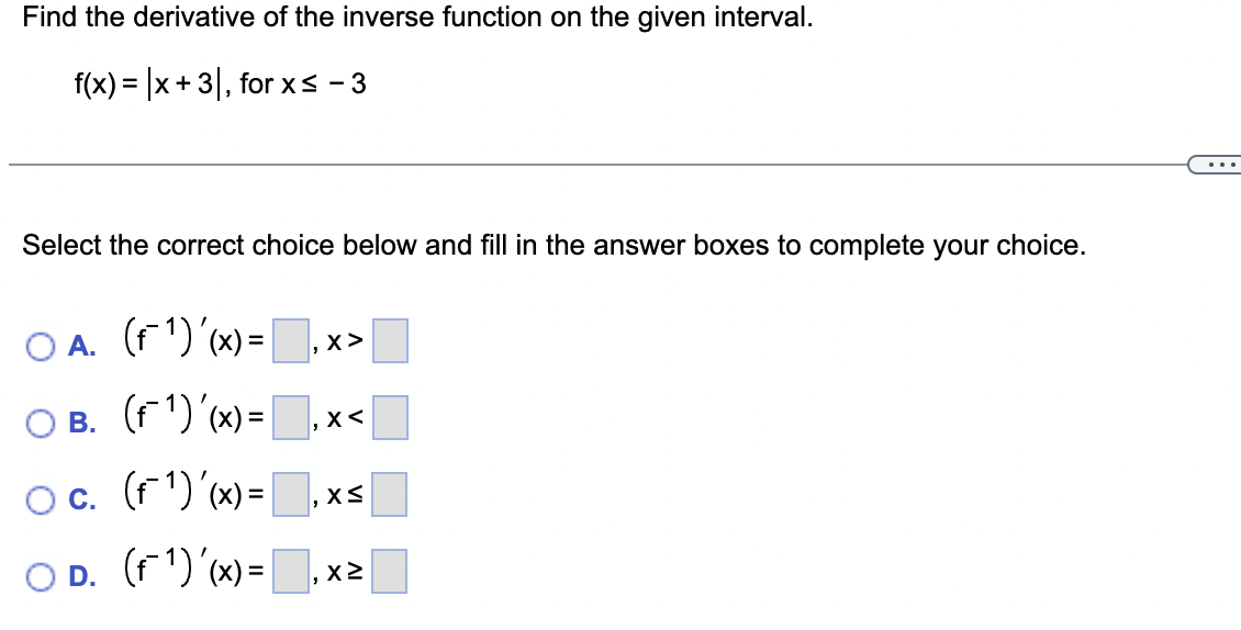 Solved Find the derivative of the inverse function on the | Chegg.com