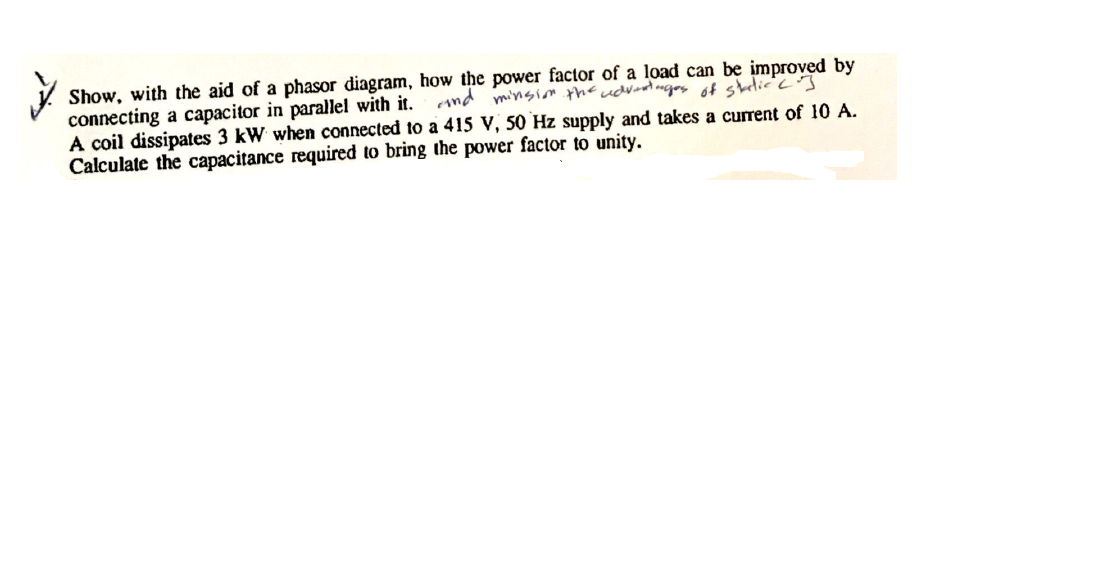 Solved Show, with the aid of a phasor diagram, how the power | Chegg.com