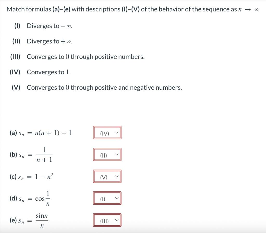 Solved Match formulas (a)-(e) with descriptions (I)-(V) of | Chegg.com