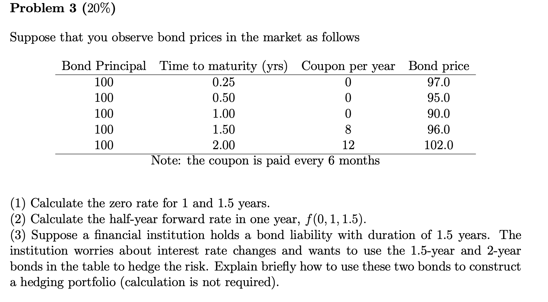 Solved Suppose that you observe bond prices in the market as | Chegg.com