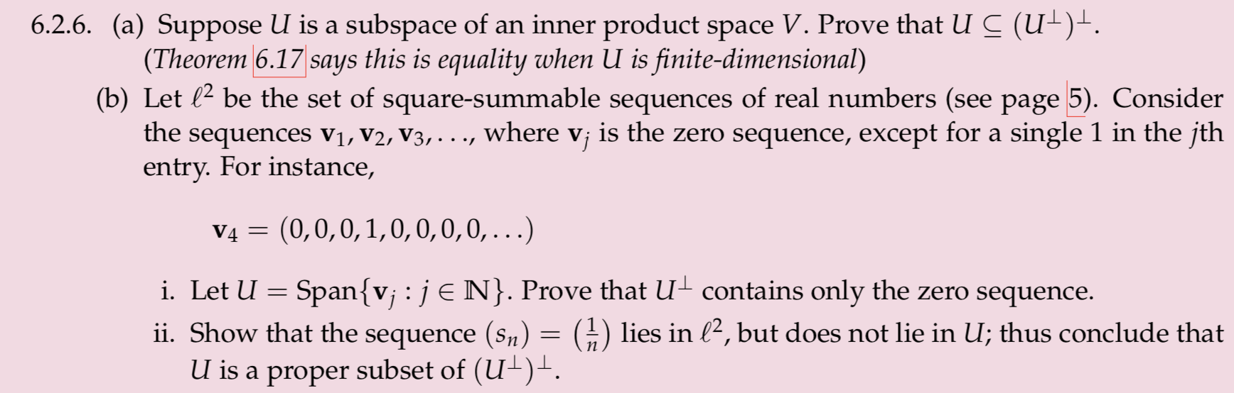 Solved 6 2 6 A Suppose U Is A Subspace Of An Inner Pro Chegg Com