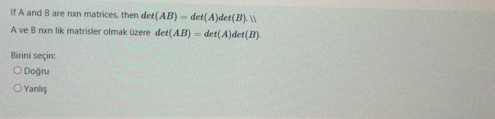 Solved If A And B Are Nxn Matrices, Then Det(AB) = | Chegg.com