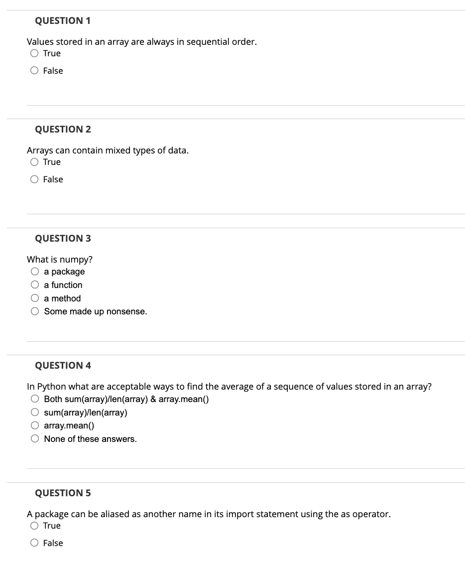 Solved Values stored in an array are always in sequential | Chegg.com