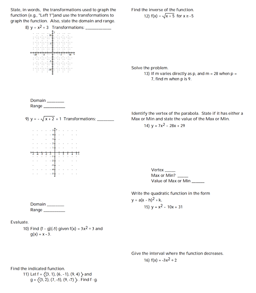 Solved Find The Inverse Of The Function 12 F X X 5 Chegg Com