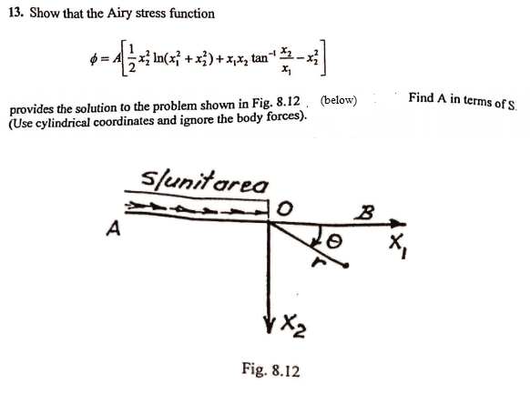 show the airy stress function provides the solution | Chegg.com